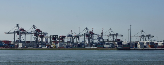 Containerbruecken im Rotterdamer Hafen